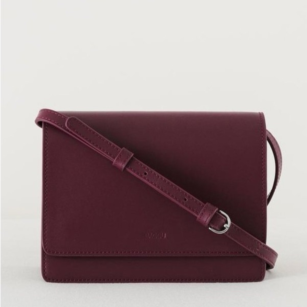 BAGGU Small Structured Leather Bag - Cranberry - image 2